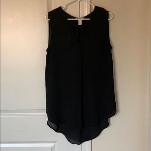 High-low, sheer black blouse